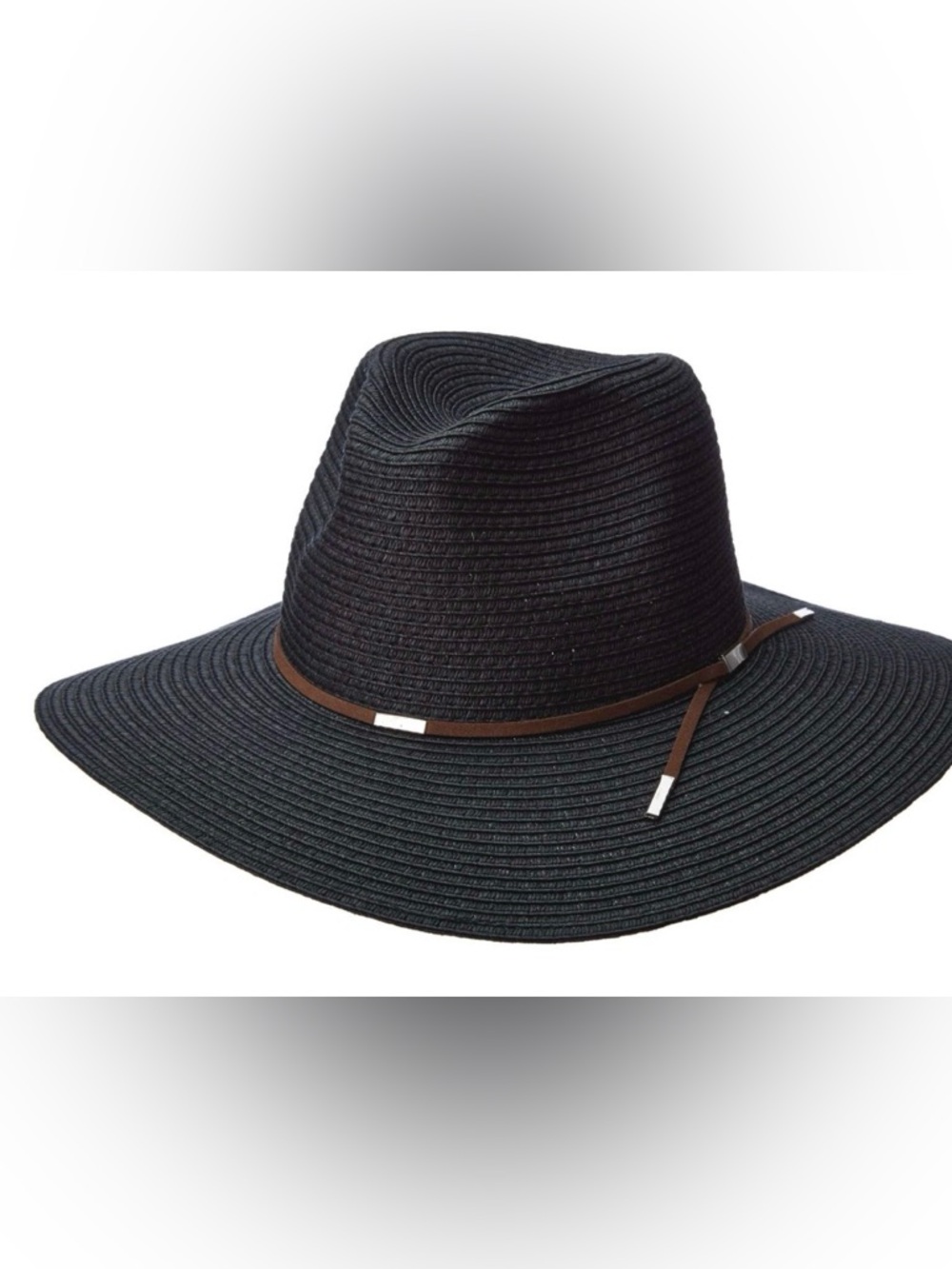 Scala Pronto Black Wide-Brim Woven Sun Hat‎